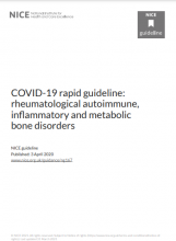 COVID-19 rapid guideline: rheumatological autoimmune, inflammatory and metabolic bone disorders NICE guideline [NG167] [Updated 31st March 2021]